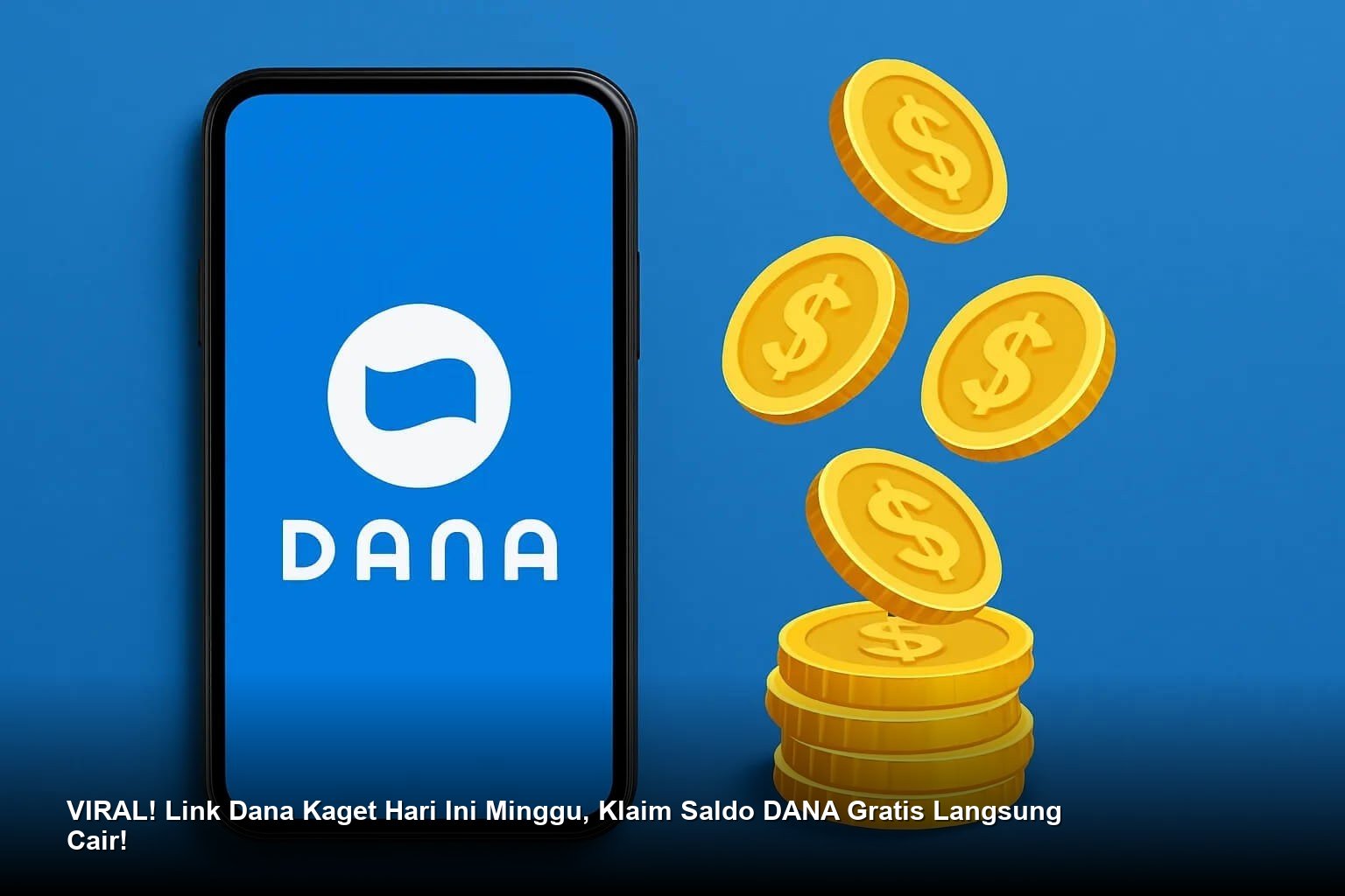 Ilustrasi tangan memegang smartphone dengan notifikasi saldo DANA gratis yang baru saja masuk.