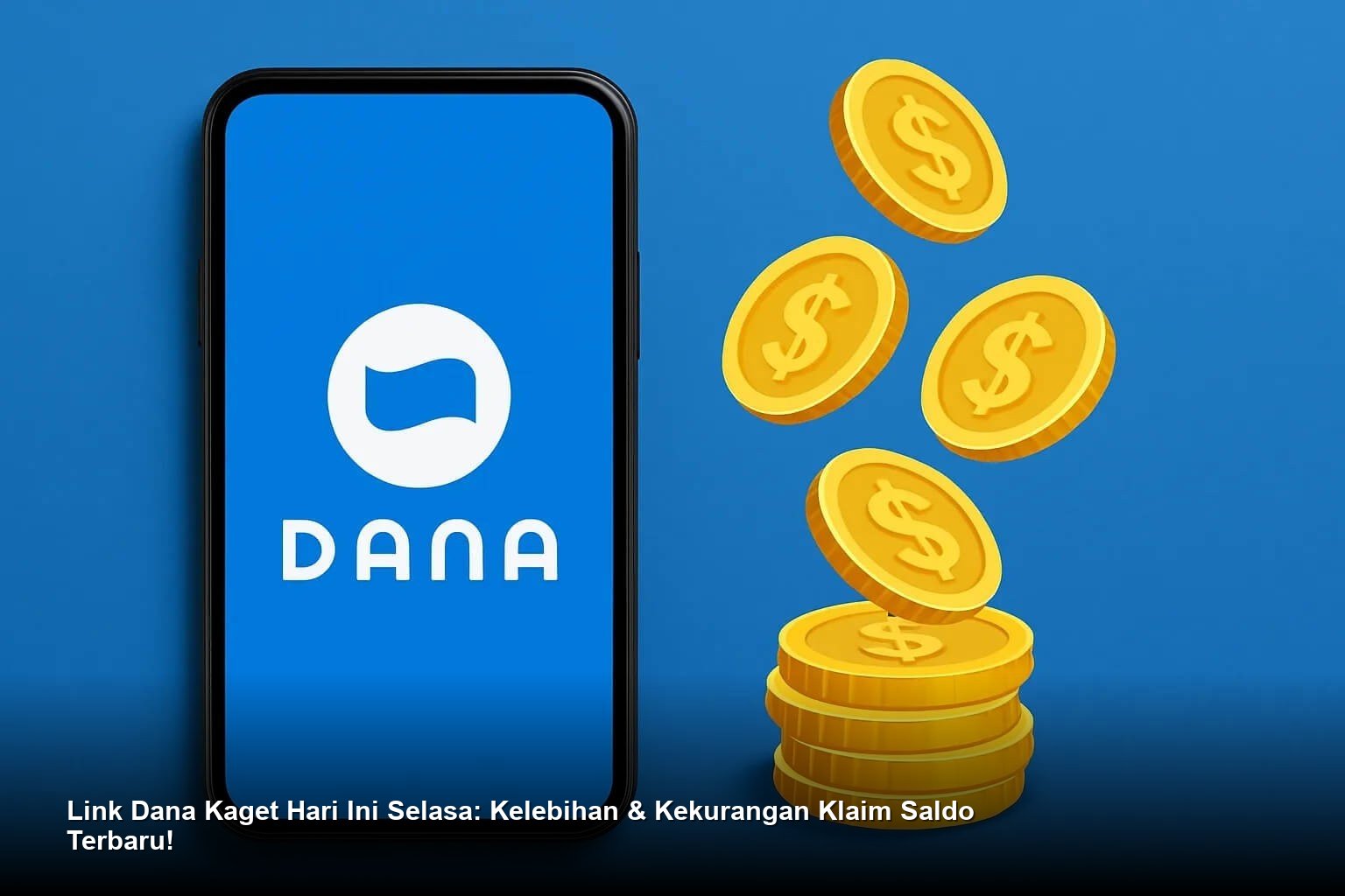 Ilustrasi tangan sedang memegang smartphone yang menampilkan aplikasi DANA dengan ikon amplop merah Dana Kaget yang siap dibuka.
