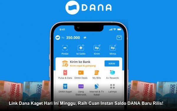 Ilustrasi tangan memegang smartphone yang menampilkan notifikasi saldo DANA masuk dari fitur amplop digital Dana Kaget.