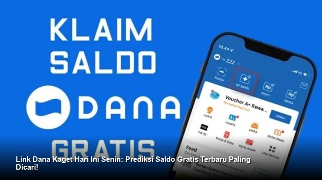 Ilustrasi tangan memegang smartphone dengan notifikasi saldo DANA masuk berwarna hijau cerah.