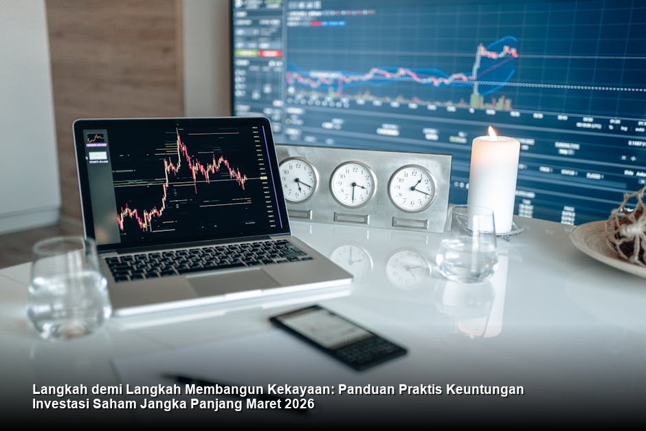 Visualisasi grafik lilin (candlestick) berwarna hijau cerah yang menunjukkan tren kenaikan stabil di atas garis rata-rata bergerak jangka panjang.